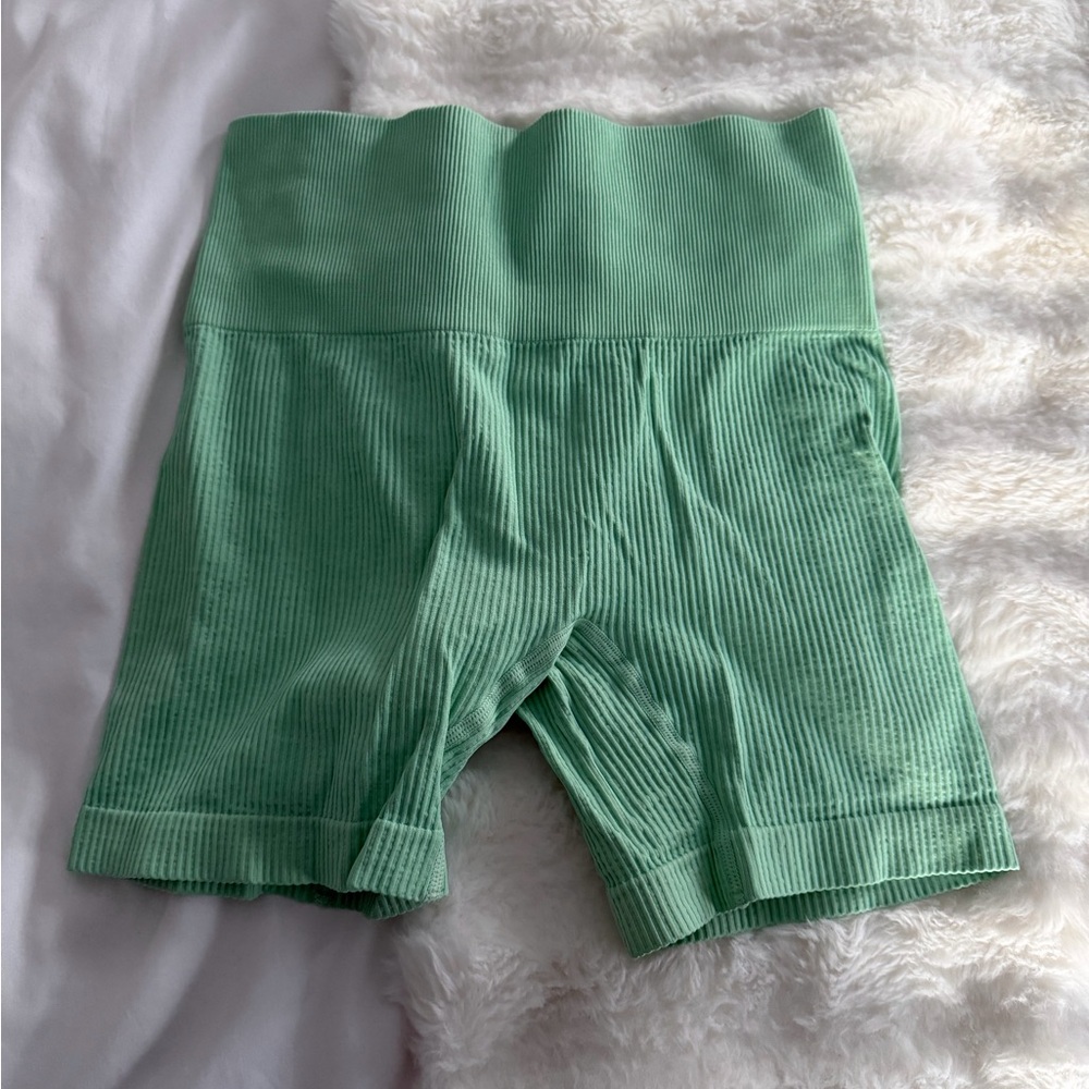 Colsie Mint Ribbed Shorts - Picture 2 of 3